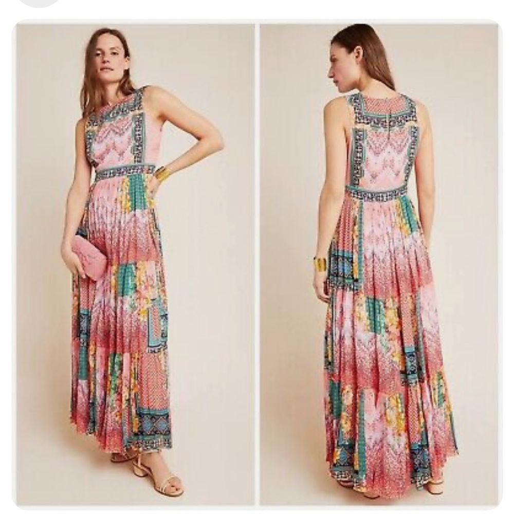 ANTHROPOLOGIE | Bhanuni by Jyoti Alessandra Maxi Dress Size 8 Pink Boho Floral